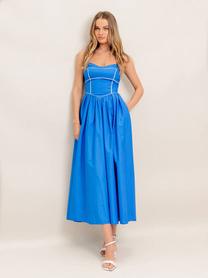 A Solid Woven Midi Dress