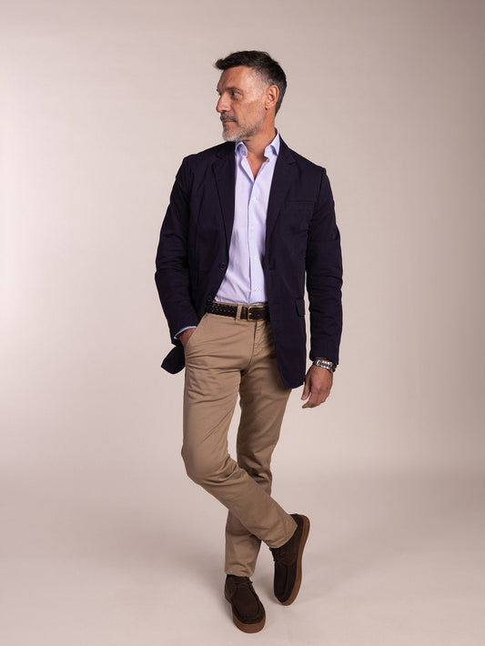 Navy Blue Cotton Blazer